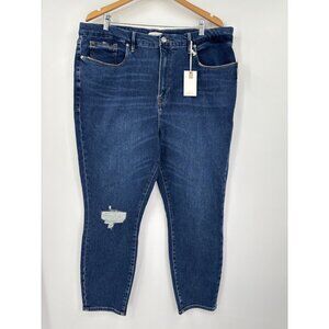 Good American Good Waist Crop Skinny Distressed Jean 22 Plus NEW